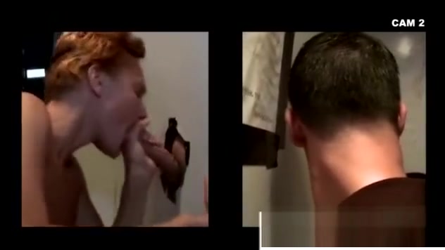 Straight guy cums through glory hole