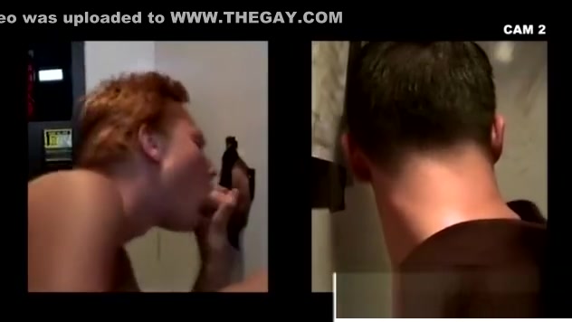 Straight guy cums through glory hole