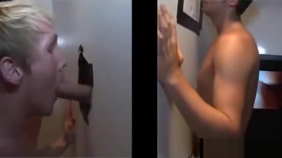 Gay blowjob in straight gloryhole