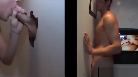 Trick a boy in a gay gloryhole and make him cum