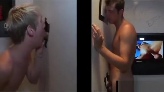 Trick a boy in a gay gloryhole and make him cum
