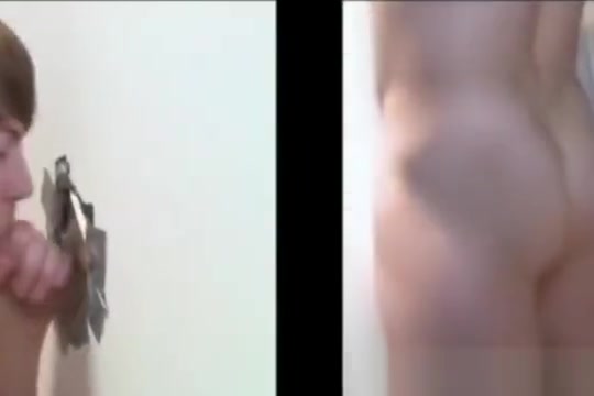 Twink sucking cock through the gloryhole as a joke