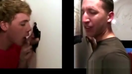 Amateur gay guy tricks straight guy into blowjob in gloryhole