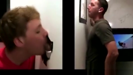 Amateur gay guy tricks straight guy into blowjob in gloryhole