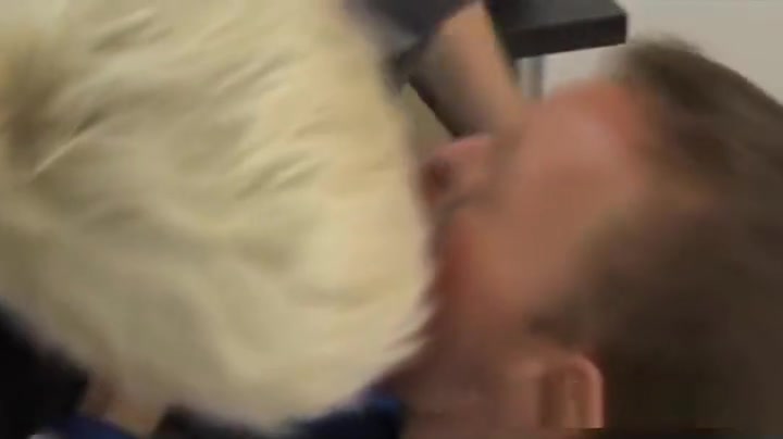 Blond twink hooks up with his boss in the office