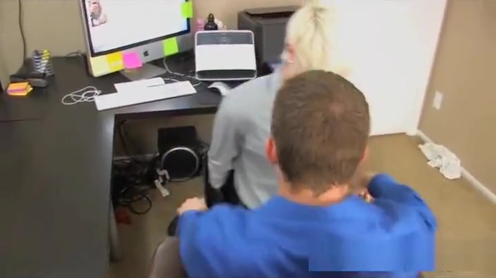 Blond twink hooks up with his boss in the office