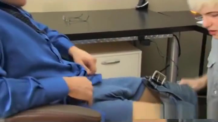 Blond twink hooks up with his boss in the office