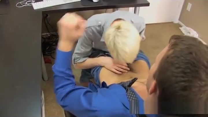 Blond twink hooks up with his boss in the office