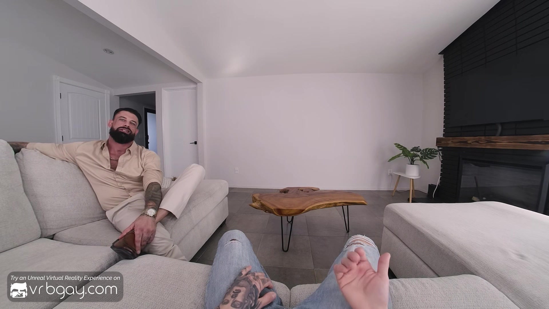 VRB Gay Bareback super date with hairy bear Alpha Wolfe VR Porn