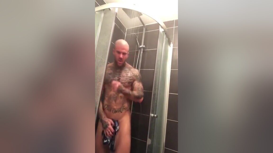 Tattooed Muscle stud showers