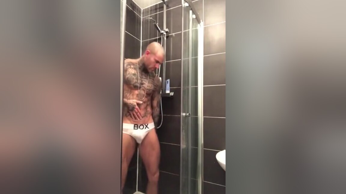 Tattooed Muscle stud showers