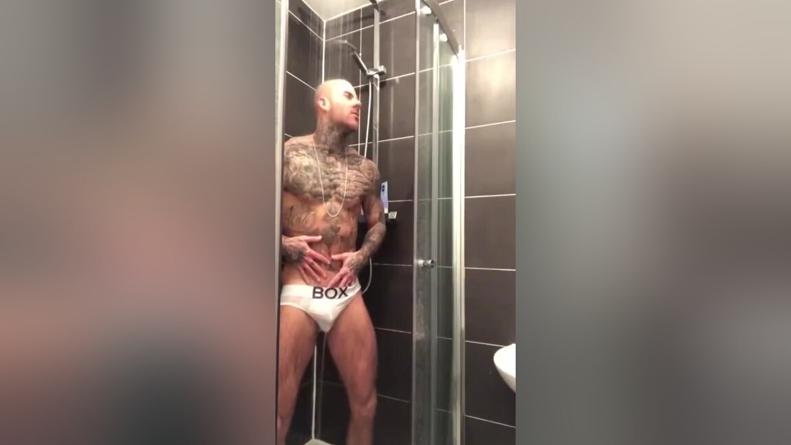 Tattooed Muscle stud showers