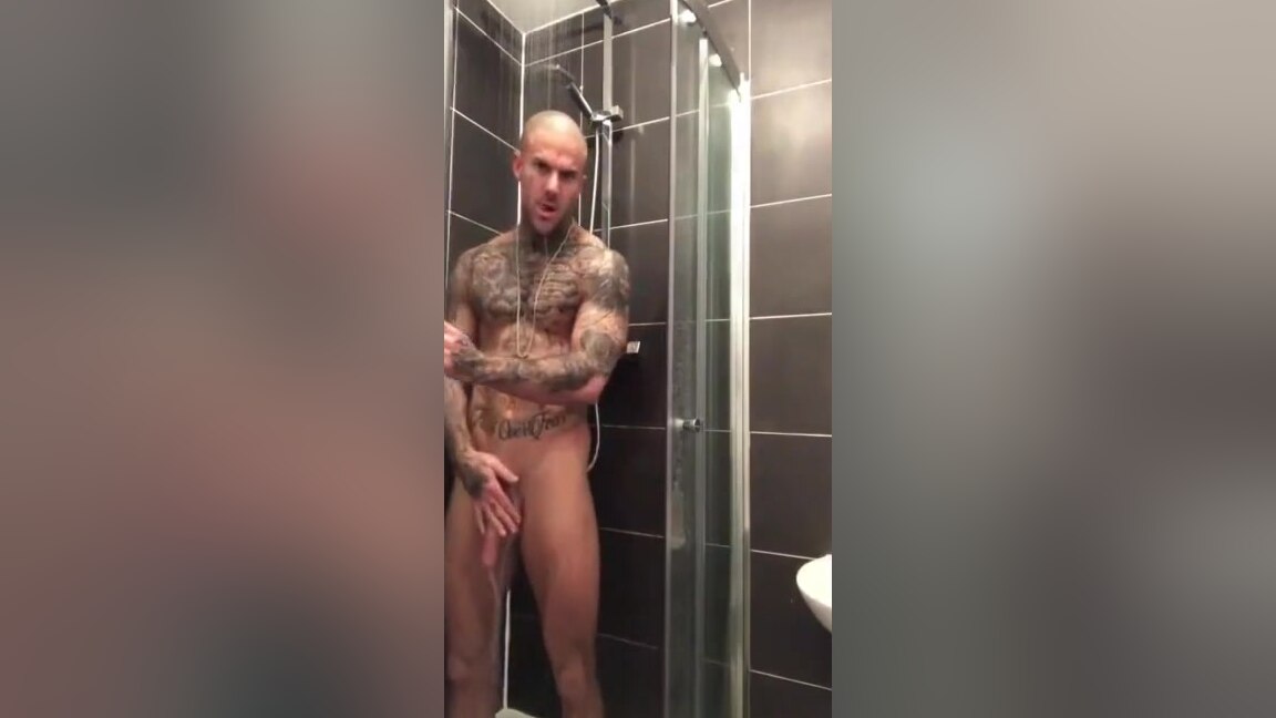 Tattooed Muscle stud showers