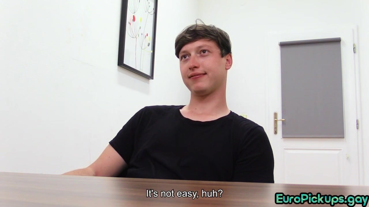 Straight dude sucks gay dick in POV in meeting room