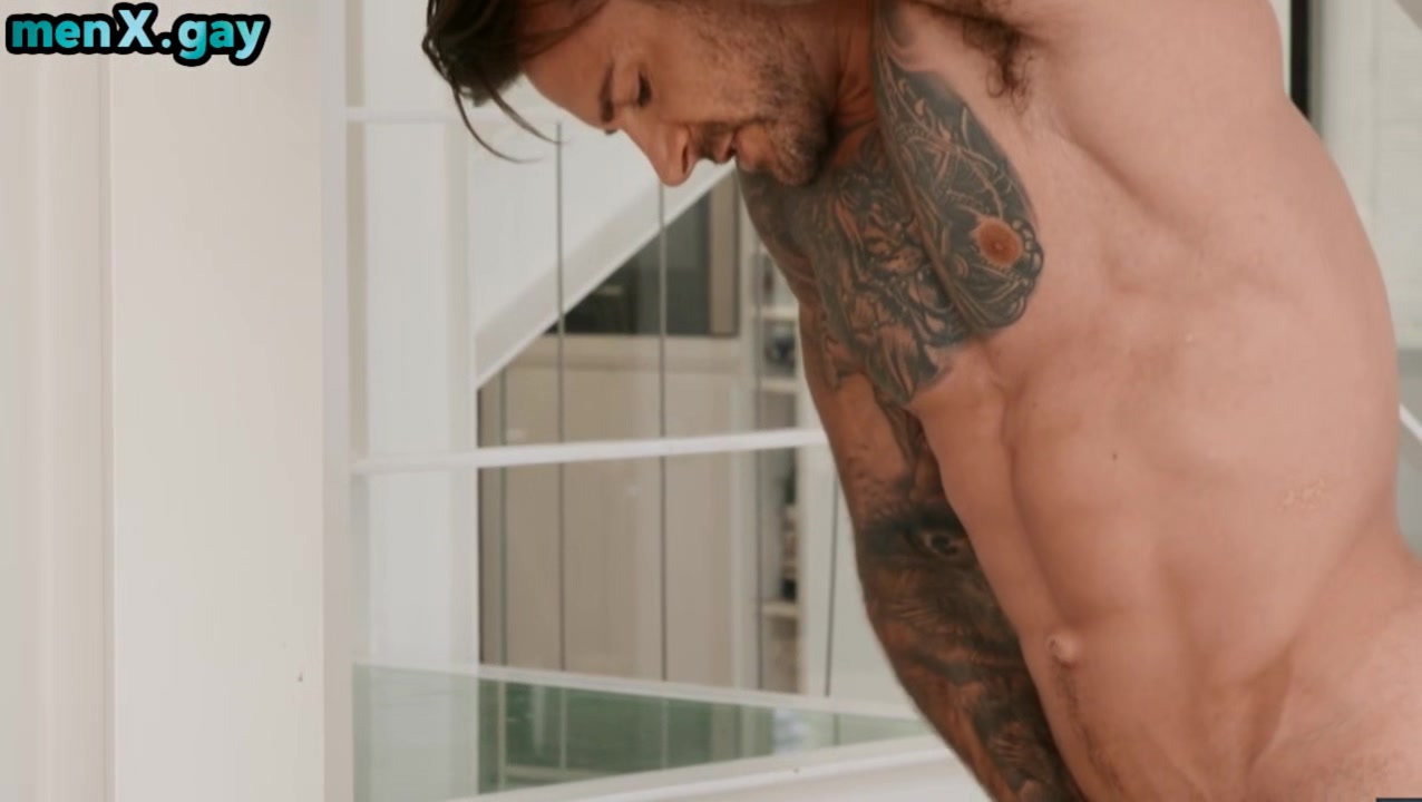 stud watching his BF barebacked by tattooed neighbor