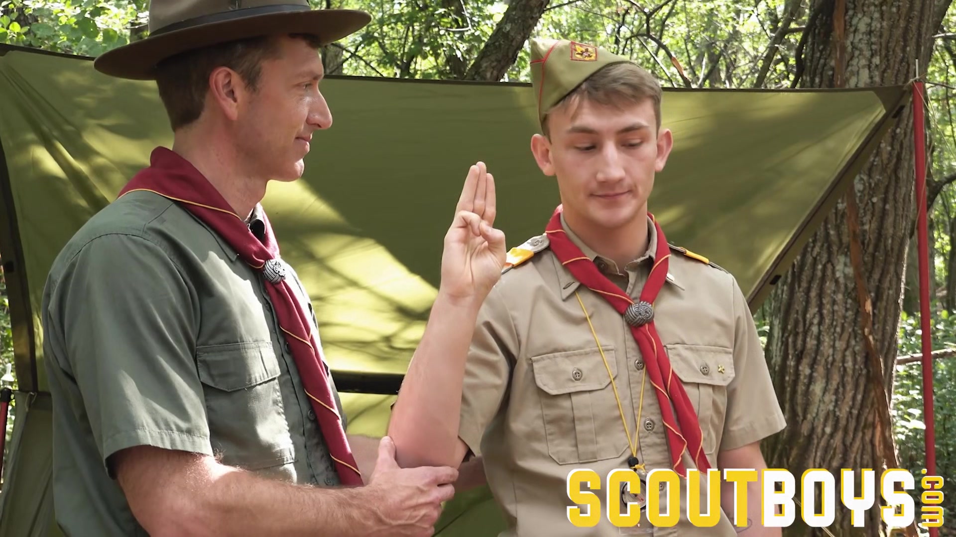 ScoutBoys - Sexy scoutmaster seduces a cute twink in forest