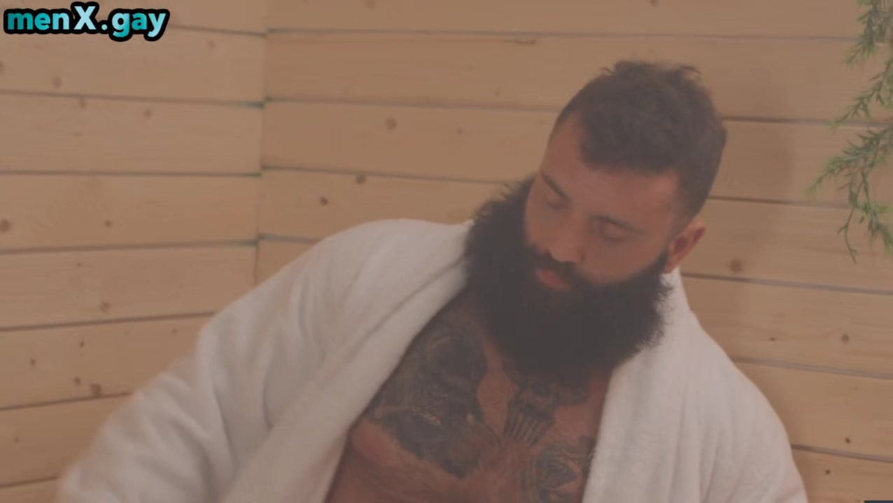 Sauna stud barebacked by massive tattooed bear till cumshot