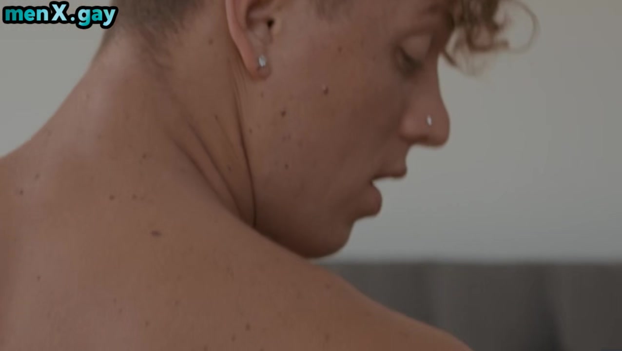Gagging blond bottom cums from barebacking by top BF