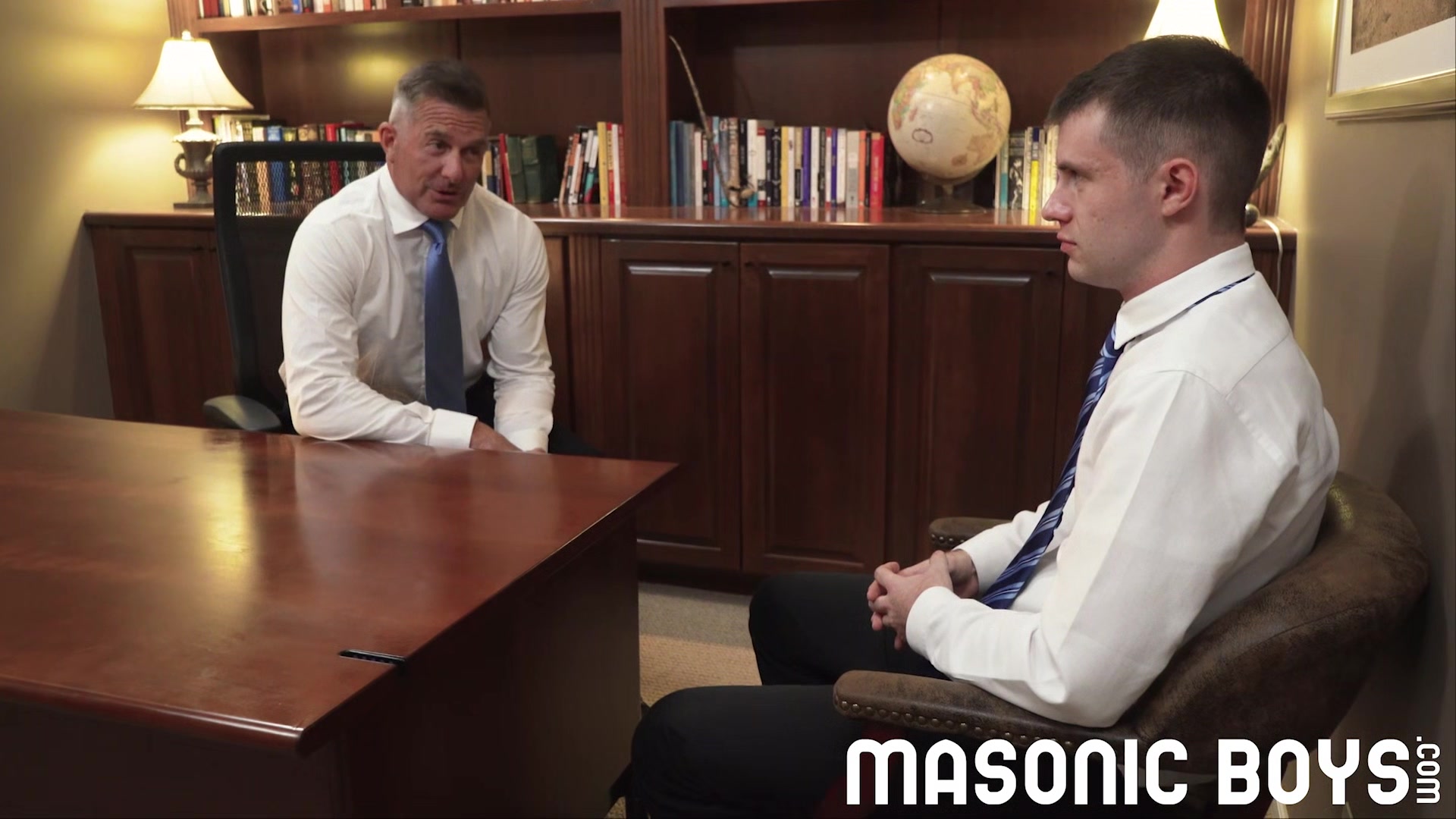 DILF Master fucks boy across his office desk