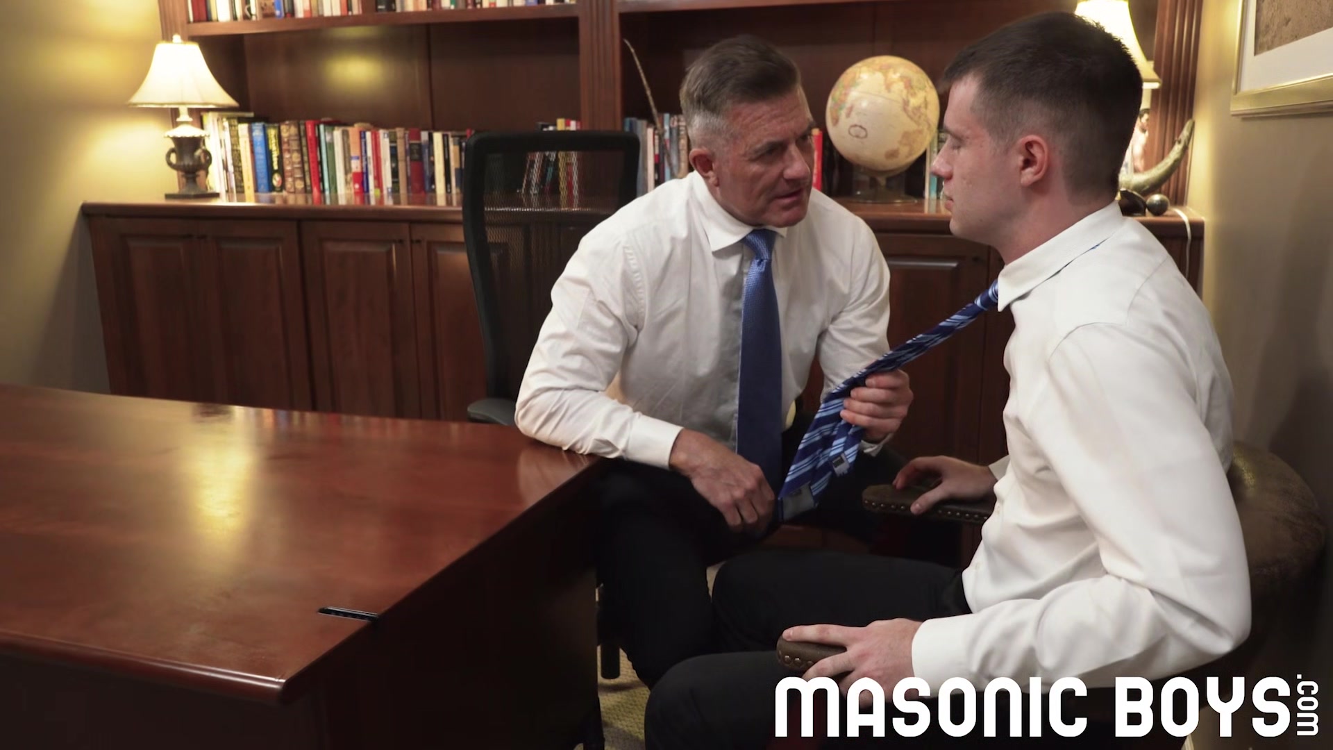 DILF Master fucks boy across his office desk