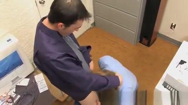 Amazing gay scene Joey Perelli is left in charge of the office and his