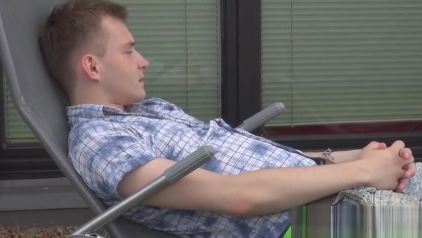 Kinky hunk giving footjob