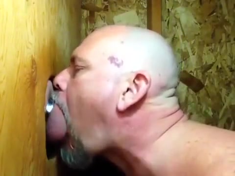 Some guys need kissing: Bear sucks cock and makes out in gloryhole