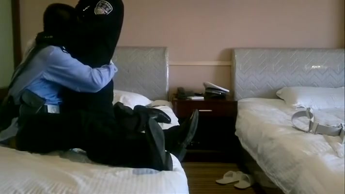Strong Chinese Police Officers Play with Suit (Little Master & Slave)