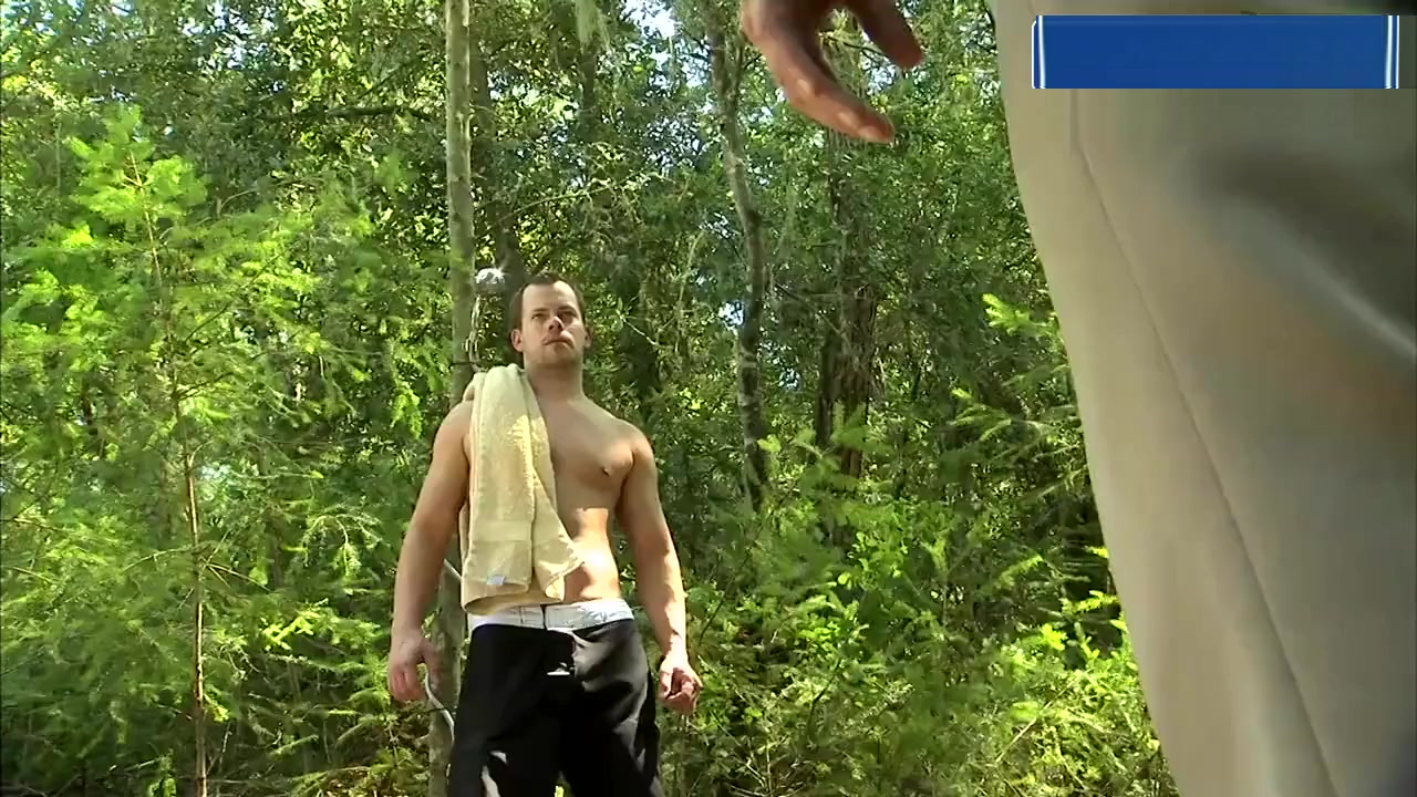 Peace Officer Blows Hunk in Outdoor Shower