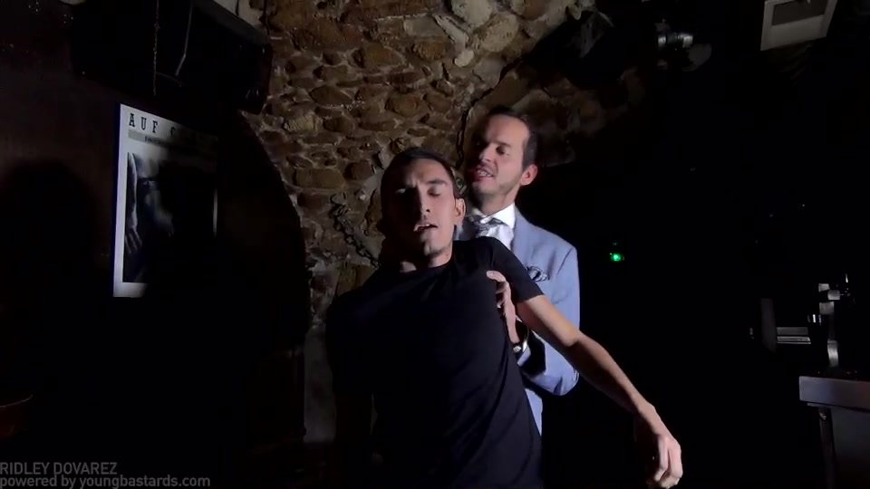 New gay slave takes two dom cocks
