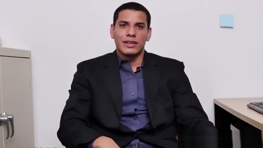 Handsome office muscle facialized after anal