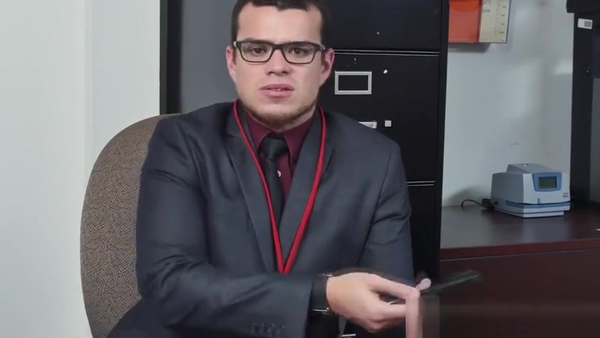 Stud sucking bosses cock in office threeway