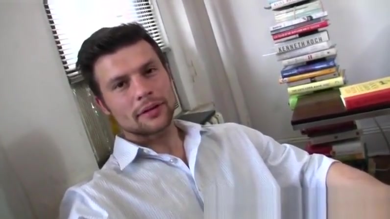 Handsome guy jerking it in the office