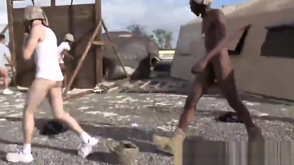 Hot army hunks fucking hard outdoor in this sexy orgy