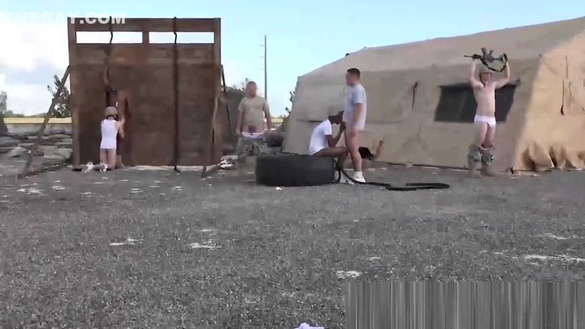Hot army hunks fucking hard outdoor in this sexy orgy