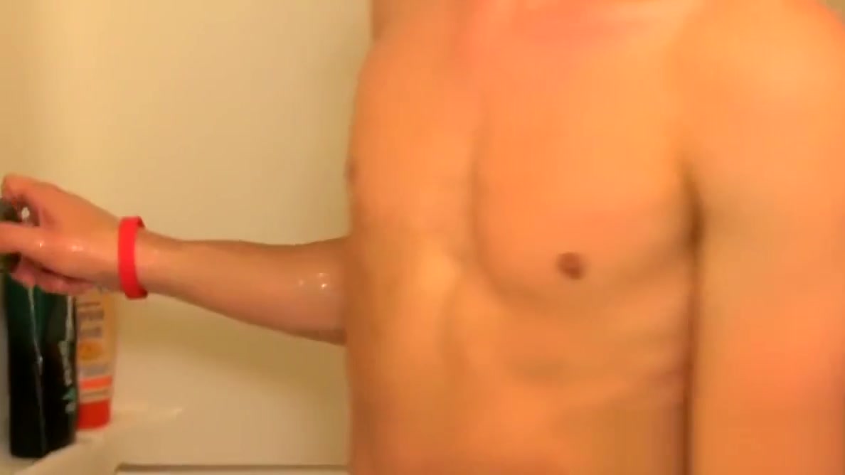 Horny and cute Ryan Sharp wanking his fat cock in the shower