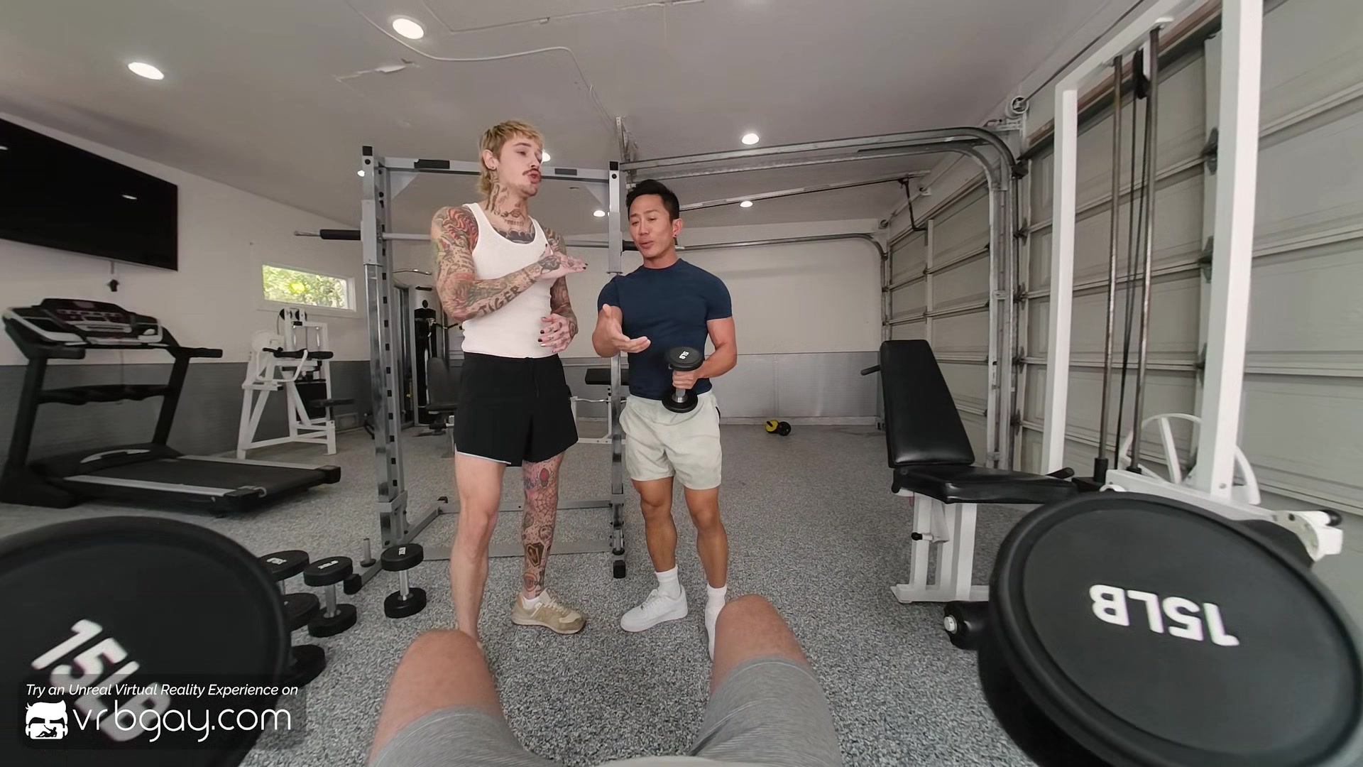 VRB Gay Bareback sex fantasy in the gym with muscle asian Jkab Dale VR Porn