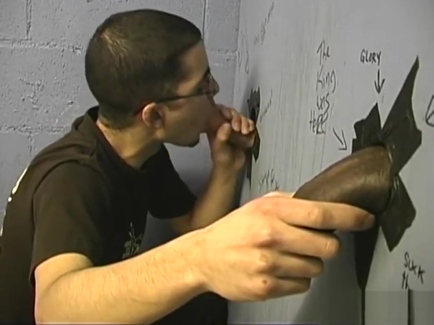 White guy sucking off black cocks at gloryhole