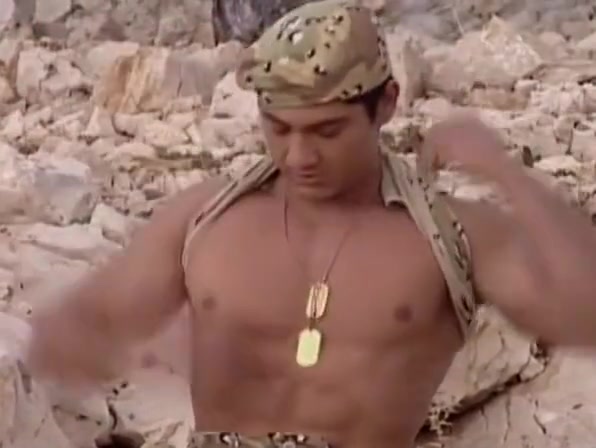 Horny military wanking outdoors