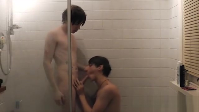 Twink boys play in the shower