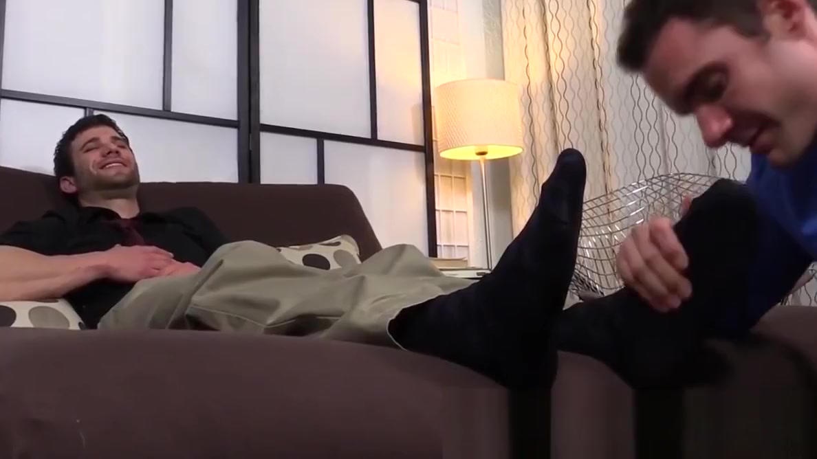 Cute Cameron gives his buddy Cole a soothing foot massage
