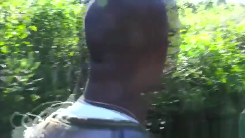 Amateur army muscle banged outdoors