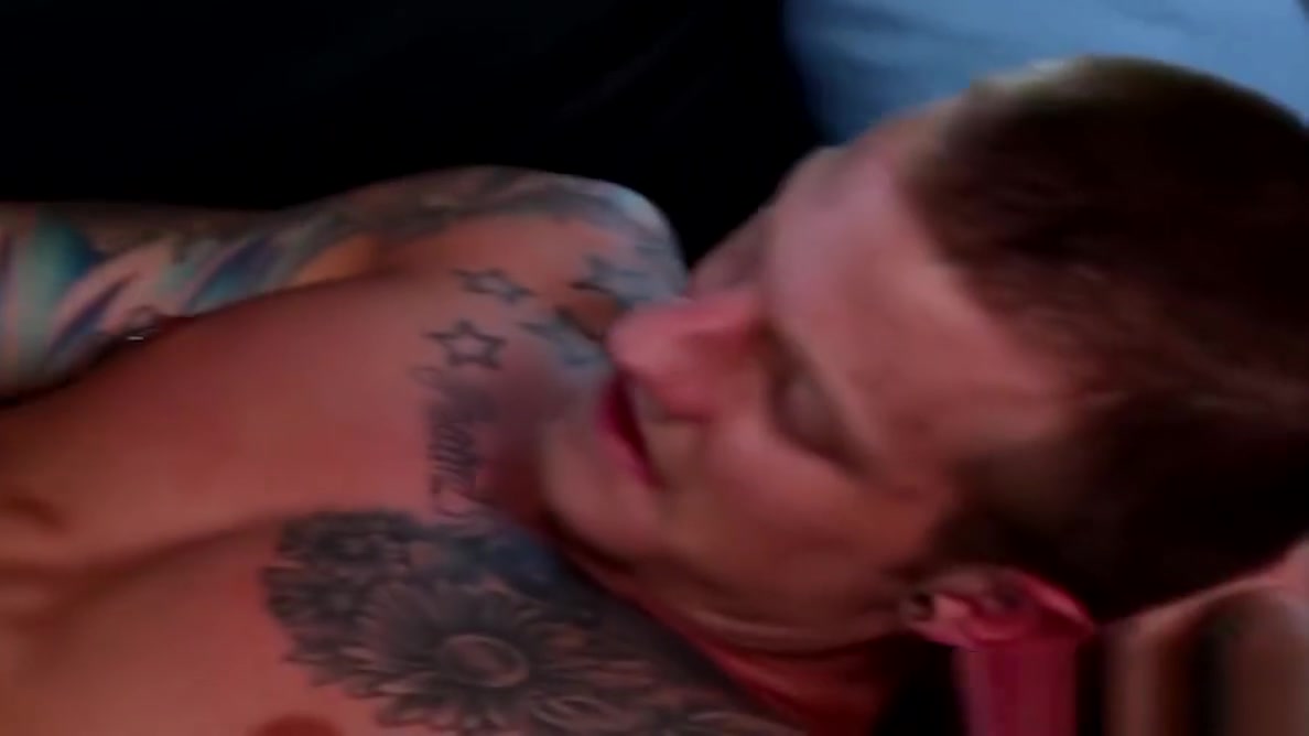 Tattooed jock anally drilled with dildo by his kinky lover