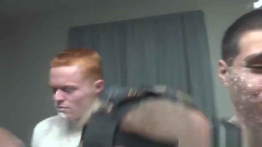 Tattooed army stud covered with cadets jizz