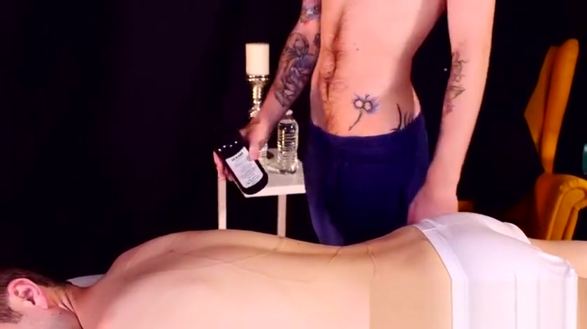Ginger twink massages and jerks off his customer like a pro