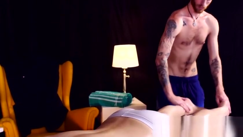 Ginger twink massages and jerks off his customer like a pro