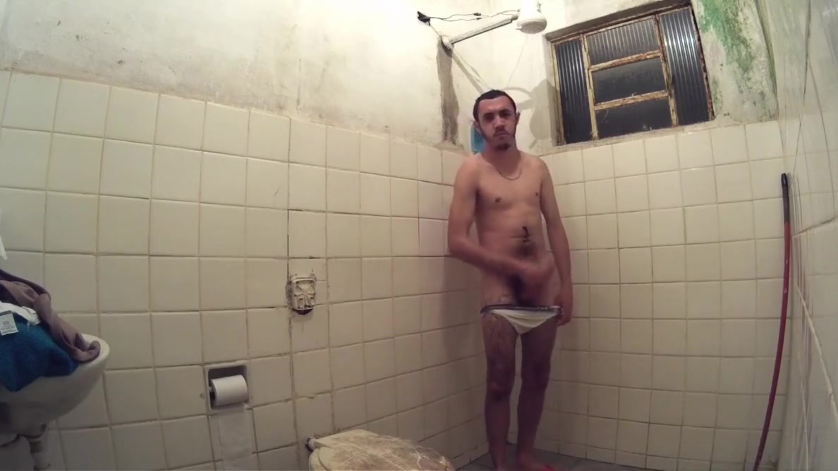 Brazilian Men Jerking in Shower Wearing White Briefs