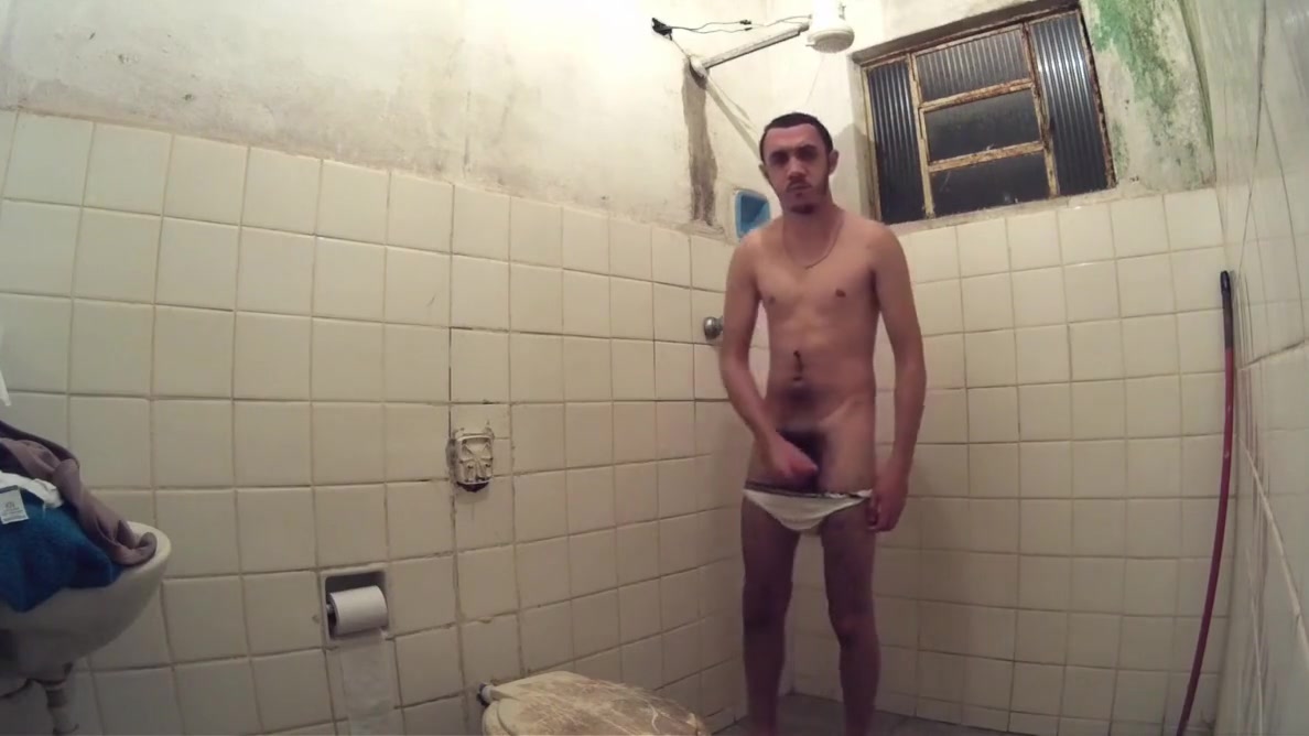 Brazilian Men Jerking in Shower Wearing White Briefs