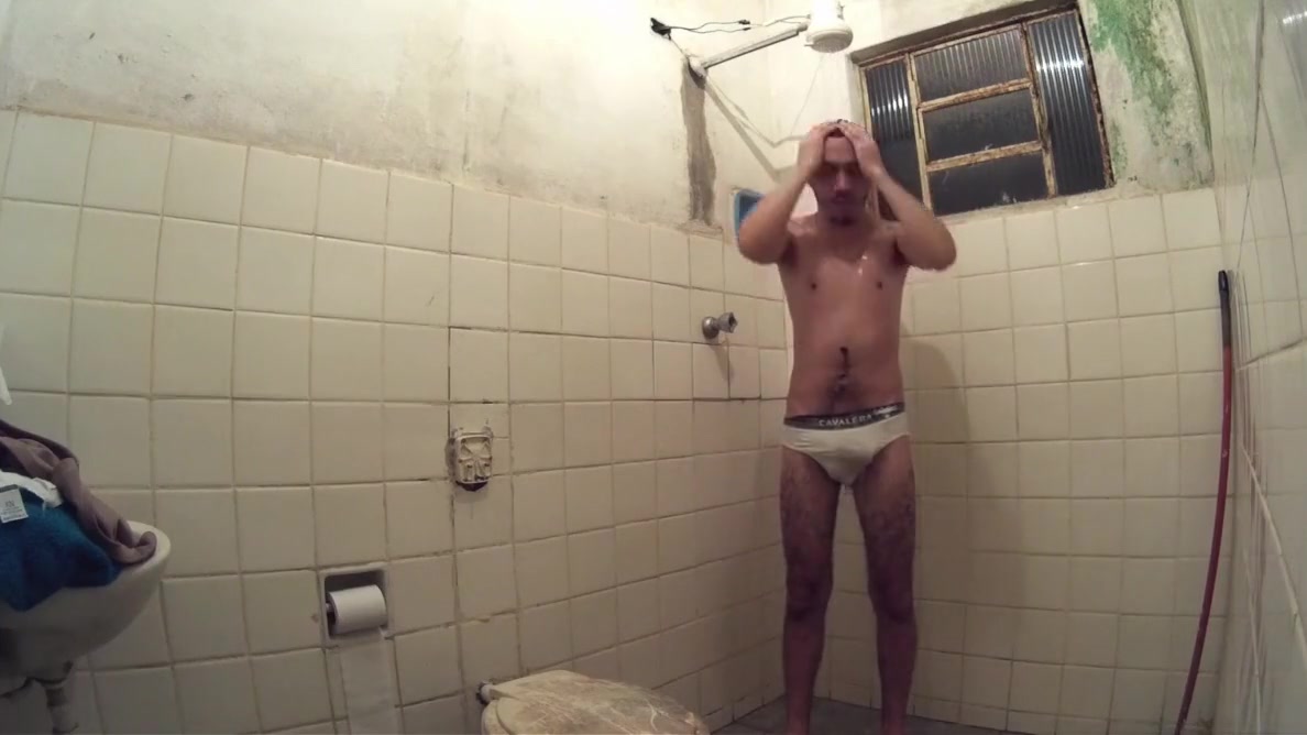 Brazilian Men Jerking in Shower Wearing White Briefs