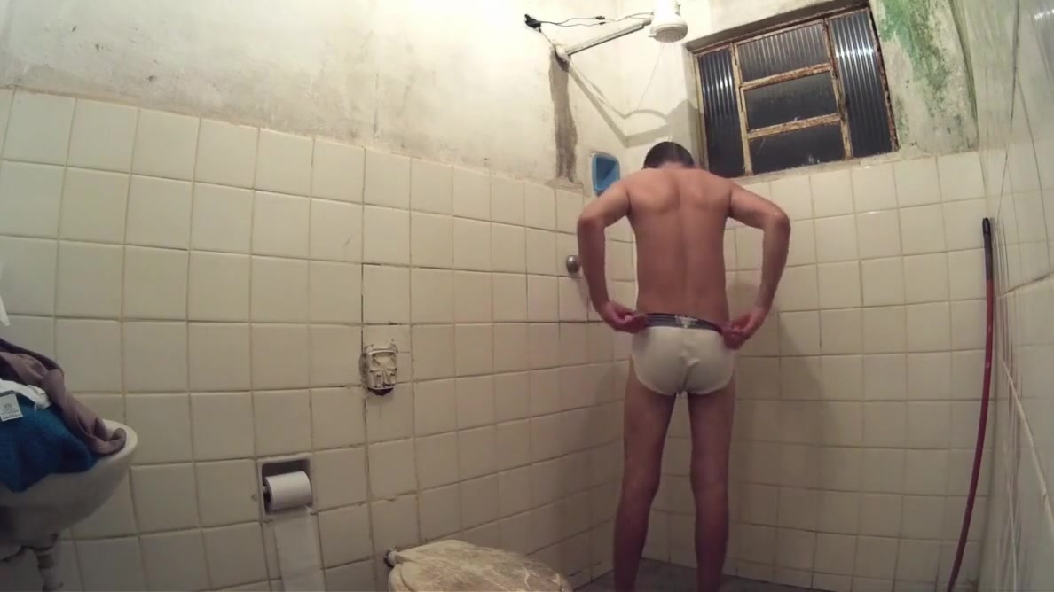 Brazilian Men Jerking in Shower Wearing White Briefs